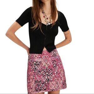NWT Free People Darla Quilted Mini Skirt | Sweetheart Combo Tapestry | Size 6